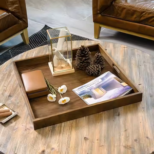 Plateau de service naturel écologique fait main de haute qualité avec un design carré et rond pour les fêtes par Decor World Expo - Product Image 1