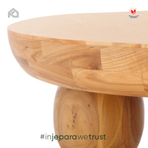 Mid-Century <b>Round</b> Solid Teak Coffee <b>Table</b> Handmade Jepara Wood Organic Living Room Furniture Natural Accent <b>Table</b> for Cozy - Product Image 4