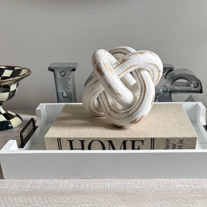 Chaîne décorative en bois sculptée à la main, accent en nœud de bois pour étagère, bureau, table basse, ornement de salon de style farmhouse, noir - Product Image 3