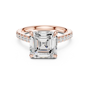 Hermoso Anillo de Compromiso y Boda para Mujer, Anillo de Diamante Cultivado en Laboratorio con Corte Asscher, Certificado GRA, de Alta Calidad, en Oro Rosa de 14K - Product Image 1