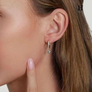 Luxury 14K <b>Gold</b> CVD Lab Grown Diamond Huggie Hoop <b>Earrings</b> IGI Certified Bezel <b>Dangle</b> Round Solitaire Drop <b>Earrings</b> for Women - Product Image 5