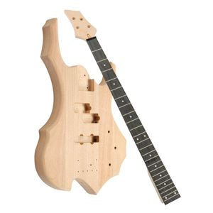 DIY Flame Shaped Style 4-String Electric Bass Guitar Kit Mahogany Body Maple Neck with Accessories - Product Image 6