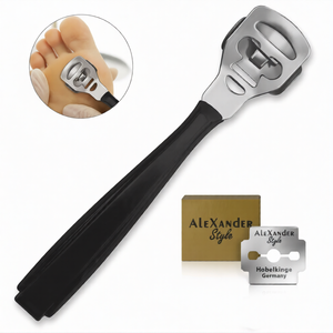 Foot Callus Shaver Hard Skin Corn Remover Black Stainless Steel Pedicure Tool with 10 Replacement Blades Foot Care Device - Product Image 1