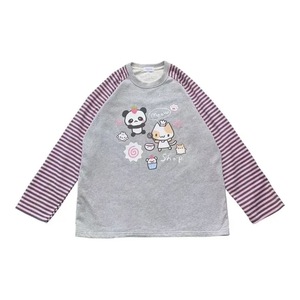 HOUZHOU Y2k Harajuku Kawaii Striped Hoodie Women Japanese Fashion <b>Patchwork</b> Cartoon Print Autumn 2023 New - Product Image 1