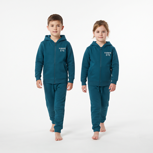 Conjunto Deportivo Juvenil Cómodo de Algodón Grueso con Sudadera con Capucha y Cremallera y Pantalones Jogger, Ropa Casual de Dos Piezas para Niños - Product Image 3