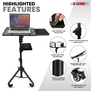 Support de projecteur 5-en-1, trépied réglable 71 pouces, chariot portable pour ordinateur portable avec 2 étagères et support de téléphone - Product Image 6