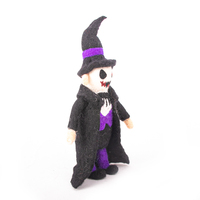 Poupée vampire gothique faite à la main en feutre aiguilleté |   Figurine de squelette d'Halloween en feutre avec gilet et chapeau violets |   Artisanat en laine mignon et effrayant