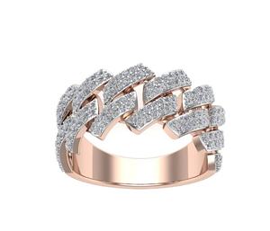 Anillo de bodas de oro macizo de 14 quilates personalizado, banda cubana de diamante cultivado en laboratorio de forma redonda de 2 quilates, joyería para hombre - Product Image 3