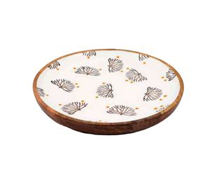 Biodegradable Mango Wood Salad Serving <b>Bowl</b> Floral Print Enamels <b>Wooden</b> Platter Handmade in India - Product Image 1