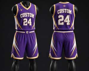 Custom Purple Basketball Jersey Set Sleeveless V-Neck Tank Top With Elastic Waist Shorts Moisture Wicking <b>Athletic</b> Wear - Product Image 1