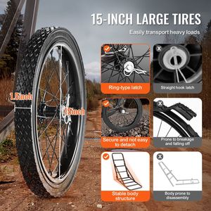 Carrello Pieghevole per Trasporto Cervi con Capacità di 136 kg, Ruote Grandi in Gomma e Maniglia Ergonomica, Carrello da Campeggio Resistente - Product Image 3