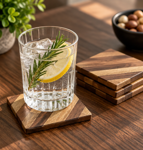 Juego de posavasos de madera Premium de latón AK de 4 posavasos cuadrados de diseño de lujo para Decoración de mesa acento/utensilios de cocina - Product Image 2