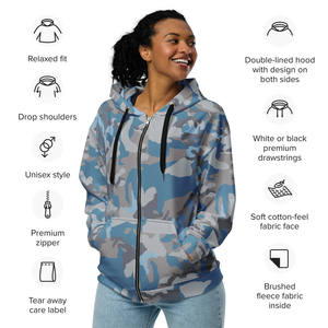 Sudaderas con capucha de camuflaje unisex al por mayor, con cremallera, manga larga, de forro polar extragrande, para invierno - Product Image 3