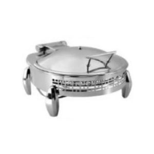 Plat à réchaud rond en acier inoxydable avec couvercle massif, découpe laser et pieds diamantés, capacité : 6 litres - Product Image 1