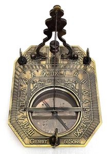 Boussole solaire avec boîte en bois, style antique, boussole de navigation en laiton et horloge solaire, instrument nautique décoratif pour Tr - Product Image 2