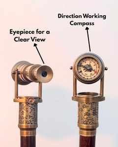 Boussole télescope en laiton à poignée en T, personnalisée, en bois, pour décoration intérieure, avec citation gravée, nom et coordonnées, faite à la main, polie, style antique 36 - Product Image 4
