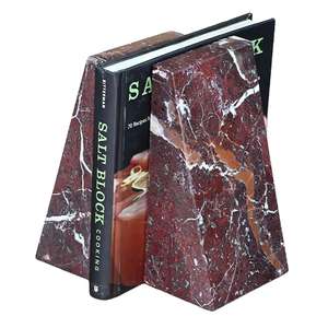 Sujetalibros de Mármol Rojo Zebra de Lujo para Decoración Moderna del Hogar, Diseño Grabado Totalmente Personalizado, Regalo de Boda Más Vendido, ISO - Product Image 1