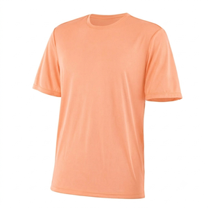 T-shirt en jersey de coton bleu clair à manches courtes et col rond pour homme, coupe classique, couleur unie, tissu tricoté respirant - Product Image 3