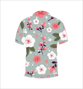 เสื้อโปโลสีเทาลายดอกไม้แบบกำหนดเอง ระบายอากาศได้ดี น้ำหนักเบา เหมาะสำหรับทีมกอล์ฟ แขนสั้น พิมพ์ลายแบบซับลิเมชั่น เสื้อผ้าลำลองสำหรับออกกำลังกาย - Product Image 3