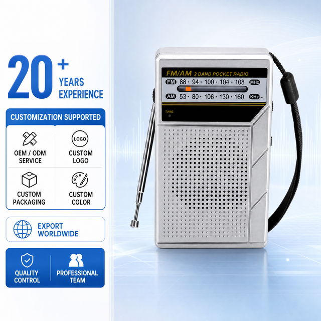 RAISENG R-65RG Factory OEM Custom Logo Portable 2 Band AM FM Pocket Radio Mini Battery Operated Radio High Sensitivity Receiver