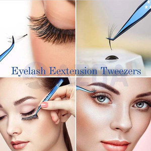 Ensemble de pinces à cils en acier inoxydable 5 pièces, pointes droites/courbées/en forme de L, durables, prise en main parfaite pour les cils - Product Image 5