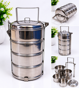 Stainless Steel Thailand <b>Lunch</b> Box Carrier 4 Tier Large Capacity Dishwasher Safe Tiffin Box <b>Set</b> Handle for Office School - Product Image 3