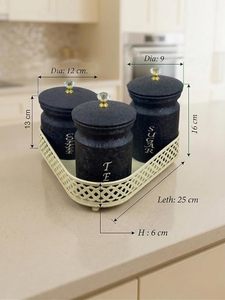 Juego de Recipientes para Almacenamiento de Alimentos, 3 Piezas, Herméticos con Tapas, Diseño Clásico de Cocina, Hechos a Mano, Diámetro 12cm, 9cm, Altura 6cm - Product Image 5