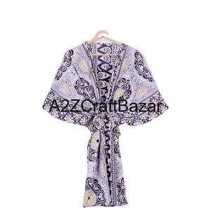 Robe kaftan en coton imprimé, robe pour femme, kaftan indien court fait main, magnifiques robes de plage, cadeau pour elle - Product Image 1