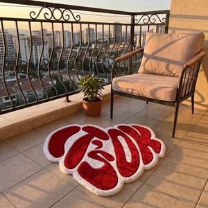 Alfombra de Lana Premium Hecha a Mano con Diseño de Letras Rojas y Blancas, Antideslizante, Suave y Decorativa para Sala de Estar o Dormitorio - Product Image 6