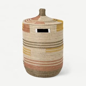 Paniers en jonc de mer pour vêtements, paniers de rangement faits à la main, vente en gros, écologiques, fabriqués au Vietnam - Product Image 1