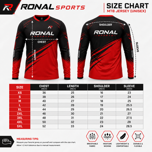 RONAL <b>Men's</b> <b>Long</b> <b>Sleeve</b> <b>Cycling</b> <b>Jersey</b> Full <b>Sleeve</b> Quick Dry Sport Shirt Red Black Sublimation Print Motorcycle Racing Wear - Product Image 6