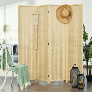 1pc 6ft Portable Folding Room Divider <b>Screen</b> 4-<b>Panel</b> Blocker for Home Office Use - Product Image 3