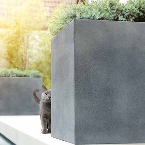 Alicante 27 Black Fiberstone <b>Square</b> Cube Planter 27x27x27cm Small Indoor Outdoor Flower <b>Pot</b> Weatherproof Vietnam - Product Image 2