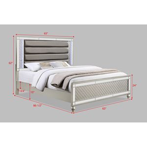 Letto matrimoniale moderno in stile glamour con pannelli, finitura champagne, luci LED bianche e blu, accenti a specchio, rivestimento in similpelle. - Product Image 4