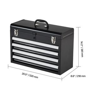 20.5-inch Portable Metal <b>Tool</b> <b>Box</b> with 4 Ball Bearing Slide Drawers <b>Small</b> <b>Tool</b> Chest Liners for Storage and Organization - Product Image 4