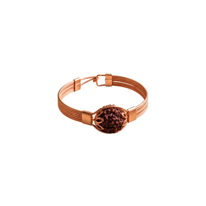 Bracelet chaîne en or rose plaqué or, avec pierres naturelles et perles ovales, jonc minimaliste pour femme - Product Image 1