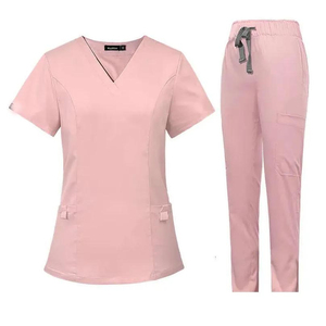 Conjunto de uniforme médico para mujer, blusa de manga corta elástica y pantalones elásticos para el trabajo en el sector sanitario - Product Image 5