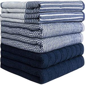 Lot de 6 torchons de cuisine en coton premium, 20x28 pouces, très absorbants, en tissu éponge plat - Product Image 3