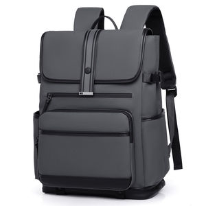 Minimalist Black Laptop <b>Backpack</b> <b>Waterproof</b> Travel Daypack Flap Closure Business College Rucksack - Product Image 3