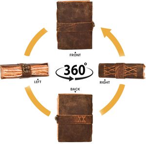 Diario de Tapa Dura de Cuero Vintage con Encuadernación Cosida a Mano y Cierre Metálico, 200-400 Páginas, Listo para Regalo - Product Image 2
