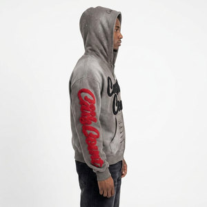 Sudadera con capucha de forro polar con cremallera, bordado personalizado a color, efecto desgastado por el sol, estilo invernal, cuello con capucha, patrón liso, venta al por mayor, nueva llegada - Product Image 4