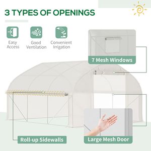 Tunnel serra da 3,5 m con telai in acciaio, struttura in acciaio inossidabile, porta e finestre in rete, disponibile in misure grandi e piccole - Product Image 4