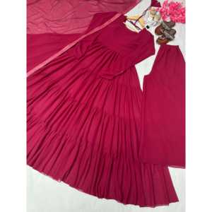 Ensembles de créateurs pour femmes Robe à volants fantaisie Dupatta Plazzo pour la fête - Product Image 1