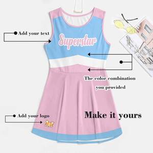 Ensemble d'uniformes de cheerleading personnalisés en dentelle et polyester pour femmes, imprimés par sublimation, sans manches, pour l'entraînement - Product Image 3