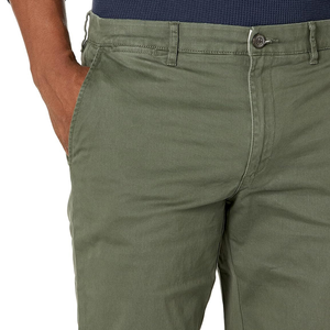 Pantalon chino vert foncé uni en twill de coton pour homme, coupe droite, confortable, prêt pour le travail, de haute qualité - Product Image 4