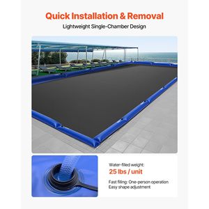 Copertura per piscina a camera singola da 4 piedi con sacchi d'acqua (6 pezzi), tubi d'acqua a vite in PVC da 0,4 mm di spessore a prova di perdite, pesi e avvolgitori per copertura - Product Image 6