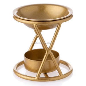 Brûleur d'huiles essentielles et chauffe-cire à bougie chauffe-plat en fil métallique géométrique doré, OEM personnalisé, vente en gros directe usine - Product Image 3
