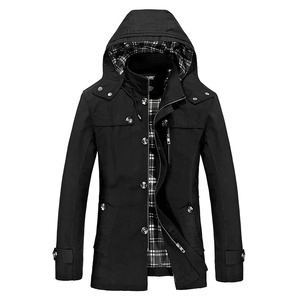 Nouvelle veste bomber décontractée à capuche pour homme, coupe slim, 100 % coton tissé, teinte unie, avec fermeture éclair, grandes tailles, printemps-automne - Product Image 5