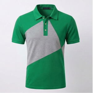 Polo à manches courtes pour homme, couleur vert-gris, design géométrique tricoté, coupe décontractée classique - Product Image 1