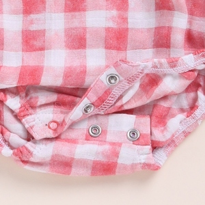 Mameluco de burbuja de muselina orgánica de calidad superior estampado de cuadros rosas para bebé - Product Image 4